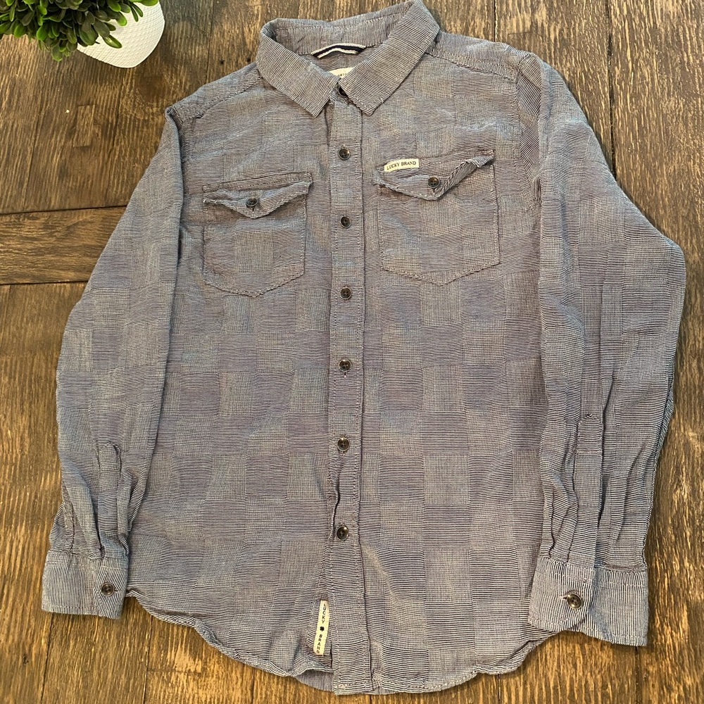 Luck Brand Boys Striped Button Down Medium